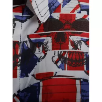 Geometric Graphic Print Cover Button Shirt -