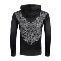 Geometric Pattern Pullover Drawstring Hoodie - Night