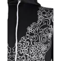Geometric Pattern Pullover Drawstring Hoodie - Night