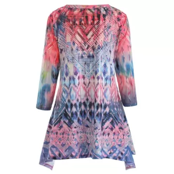 Geometric Print Handkerchief T-shirt - Multi-a