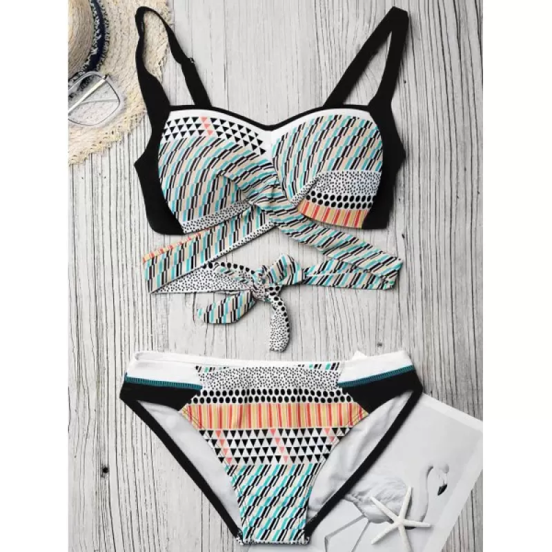 Geometric Printed Padded Bikini et -