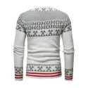Geometric Stripe Pattern Knit Pullover Sweater - White