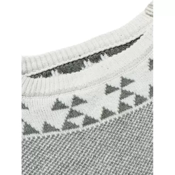 Geometric Stripe Pattern Knit Pullover Sweater - White
