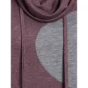Glove Sleeve Contrast Heathered Drawstring Cowl Neck T-shirt - Firebrick