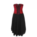 Gothic Bandeau Strapless Lace Corset Dress - Red