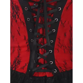 Gothic Bandeau Strapless Lace Corset Dress - Red