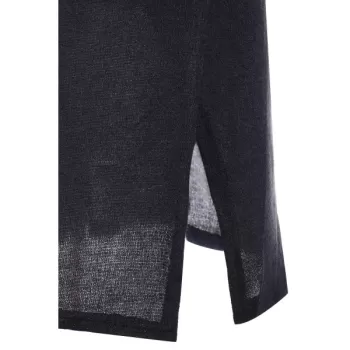 Graceful Cowl Neck Solid Color Slit Asymmetric Pullover Sweater For Women - Deep Gray One Size(fit Size Xs To