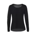 Graceful Jewel Neck equin plicing Long leeve Blouse For Women - Black