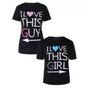 Graphic Print Matching Couple Tee - Black Men