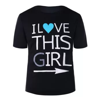 Graphic Print Matching Couple Tee - Black Men