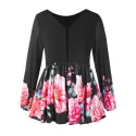 Half Buttoned Skirted Blouse - Black