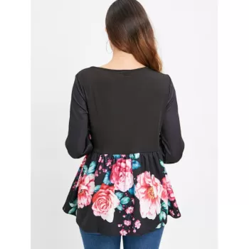 Half Buttoned Skirted Blouse - Black