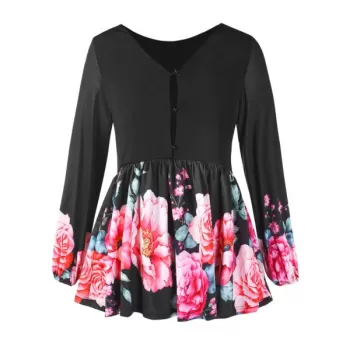 Half Buttoned Skirted Blouse - Black