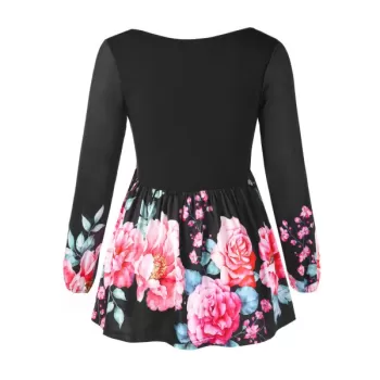 Half Buttoned Skirted Blouse - Black