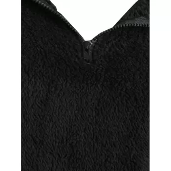 Half Zip Fuzzy Hoodie - Black