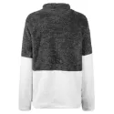 Half-zip Two Tone Front Pocket Teddy Sweatshirt - Gray