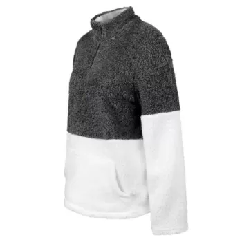 Half-zip Two Tone Front Pocket Teddy Sweatshirt - Gray