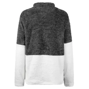 Half-zip Two Tone Front Pocket Teddy Sweatshirt - Gray