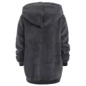 Half Zipper Drawstring Fluffy Hoodie - Dark Gray