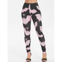 Halloween Cartoon Bats Print Outdoor Leggings - Black