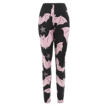 Halloween Cartoon Bats Print Outdoor Leggings - Black