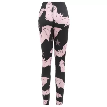 Halloween Cartoon Bats Print Outdoor Leggings - Black