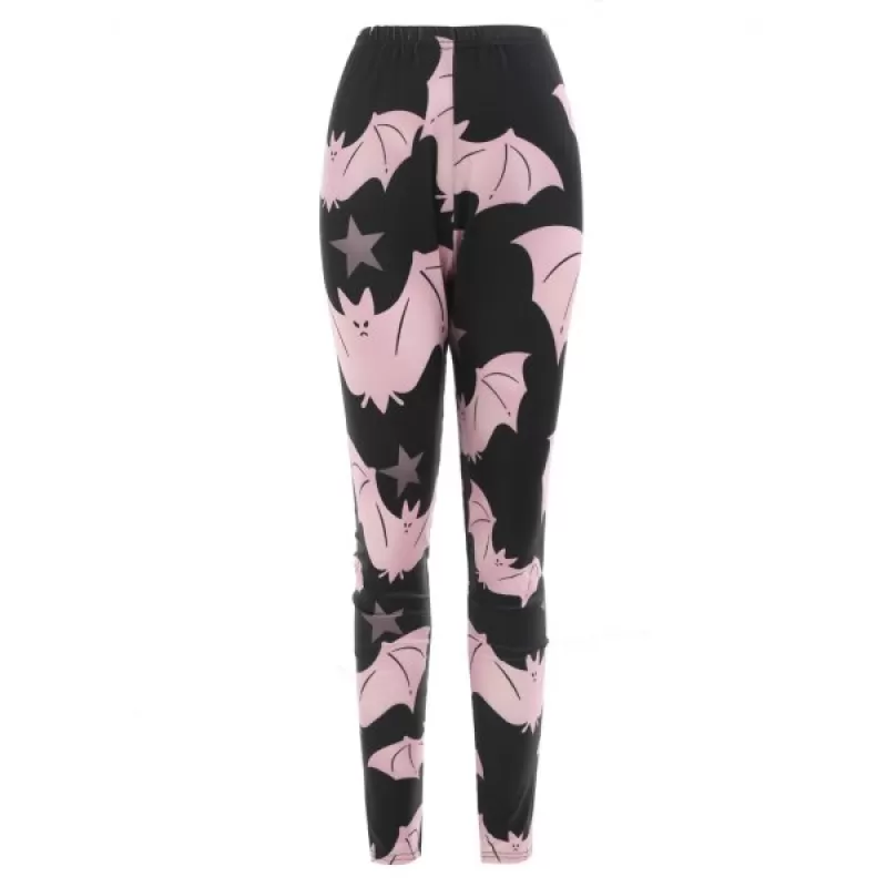 Halloween Cartoon Bats Print Outdoor Leggings - Black
