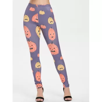 Halloween Cartoon Pumpkins Print Casual Pants -