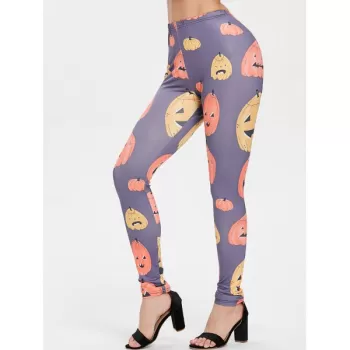 Halloween Cartoon Pumpkins Print Casual Pants -
