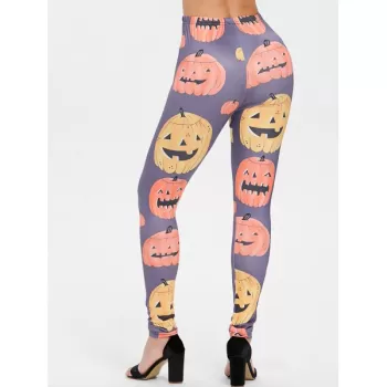 Halloween Cartoon Pumpkins Print Casual Pants -