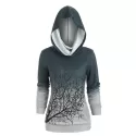 Halloween Convertible Collar Tree Print Sweatshirt - edium Sea Green