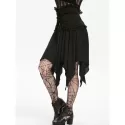 Halloween Lace Panel Asymmetric Handkerchief Gothic Skirt - Night