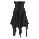 Halloween Lace Panel Asymmetric Handkerchief Gothic Skirt - Night