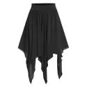 Halloween Lace Panel Asymmetric Handkerchief Gothic Skirt - Night