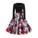 Halloween ong Sleeve A ine Dress - Multi-a