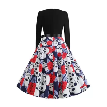 Halloween ong Sleeve A ine Dress - Multi-a