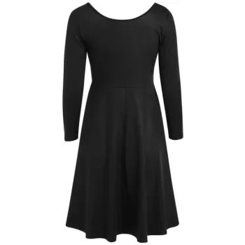 Halloween Skeleton Print A ine Dress - Black