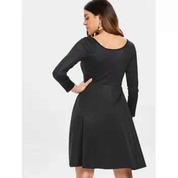 Halloween Skeleton Print A ine Dress - Black