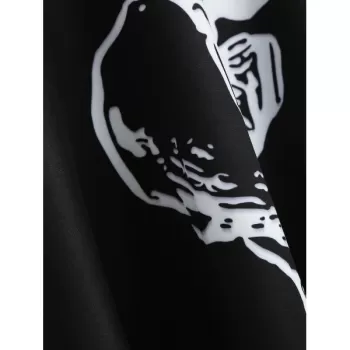 Halloween Skeleton Print A ine Dress - Black