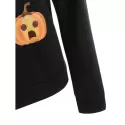 Halloween Skew Neck Pumpkin Print Sweatshirt - Black