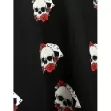 Halloween Skull Print Flare Dress - Black