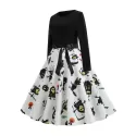 Halloween Skull Print Long Sleeve Party Dress - Multi-a