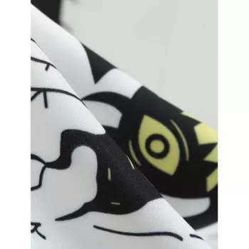 Halloween Skull Print Long Sleeve Party Dress - Multi-a