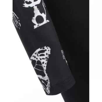 Halloween kull Print Longline Hoodie - Black