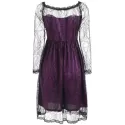 Halloween pider Lace Long leeve Dress - Purple