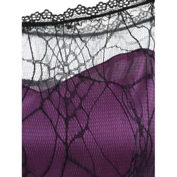 Halloween pider Lace Long leeve Dress - Purple