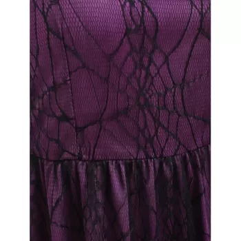 Halloween pider Lace Long leeve Dress - Purple