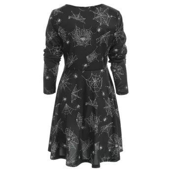 Halloween pider Web Print Dress - Black