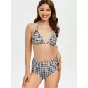 Halter Checked High Waist Bikini et - Black