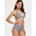 Halter Checked High Waist Bikini et - Black
